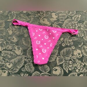 PINK Victoria's Secret Lace Trim v string g string Thong panty hot pink